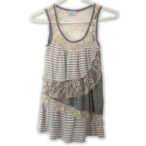 Heather Grey and White Layered Tank Top